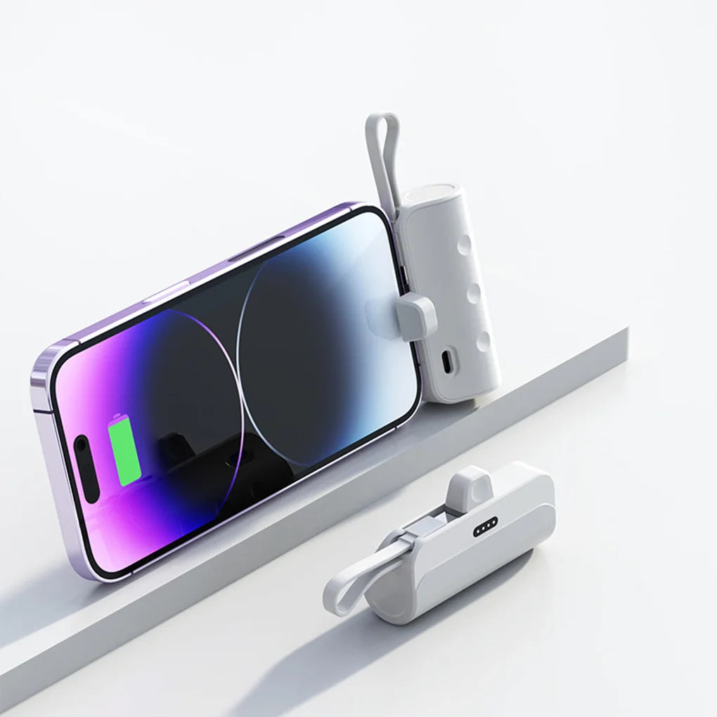 10,000mAh Mini Capsule Power Bank - Plug and Play External Battery Charger for Samsung and iPhone