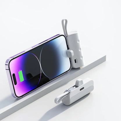 10,000mAh Mini Capsule Power Bank - Plug and Play External Battery Charger for Samsung and iPhone