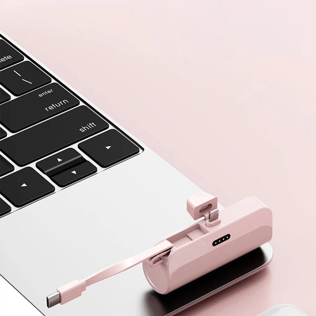 10,000mAh Mini Capsule Power Bank - Plug and Play External Battery Charger for Samsung and iPhone