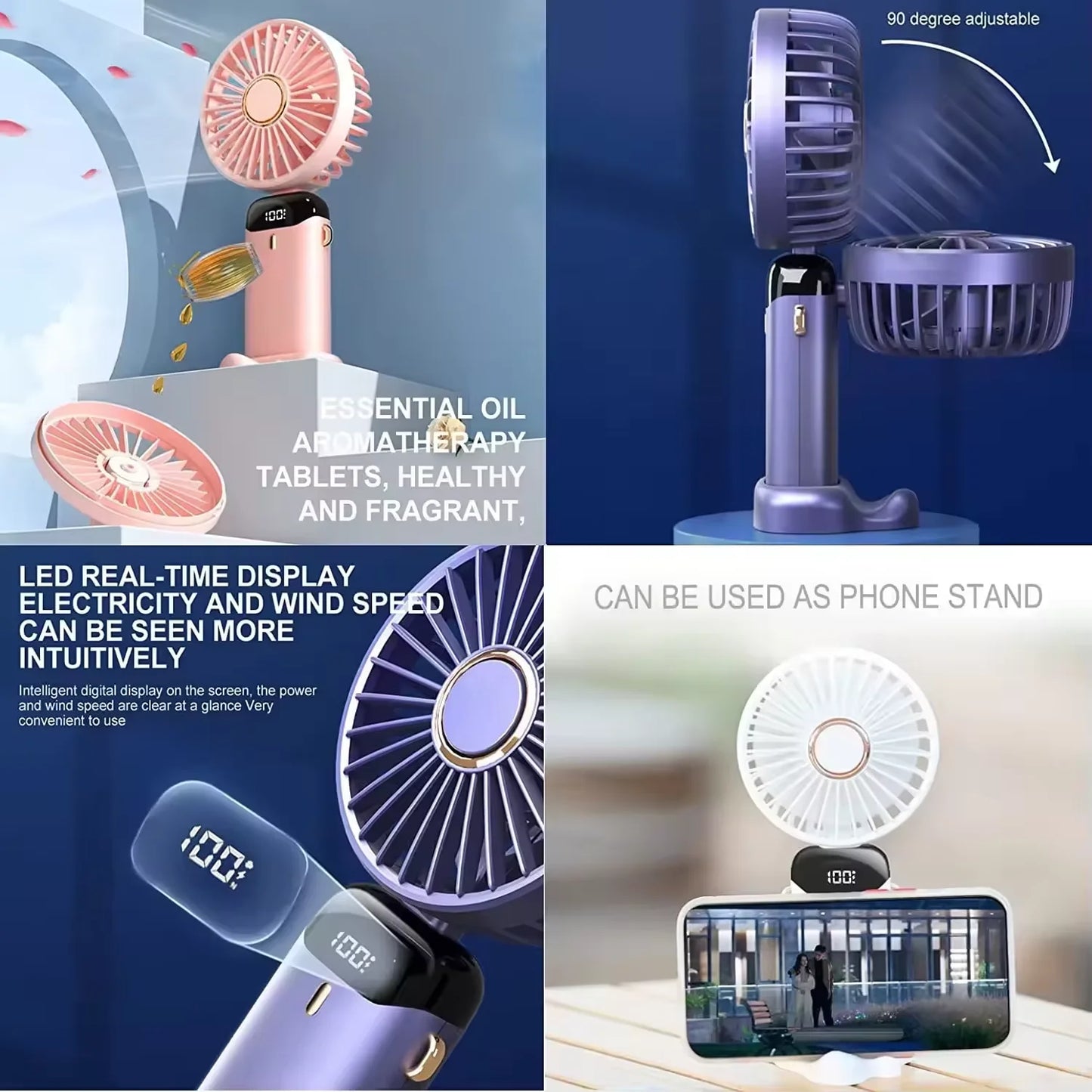 Rechargeable USB Handheld Portable Mini Fan with Foldable Cooling Fan 5 Speed for Students Car Office Desk Outdoor for Gift