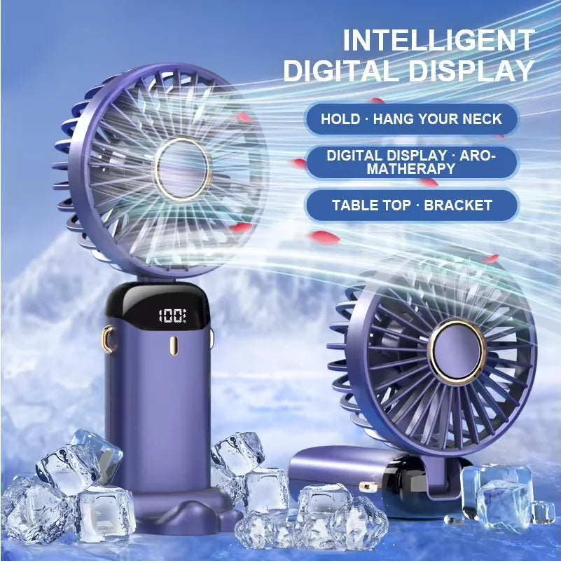 Rechargeable USB Handheld Portable Mini Fan with Foldable Cooling Fan 5 Speed for Students Car Office Desk Outdoor for Gift