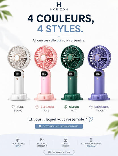 Ventilateur Portable Rechargeable USB – Flexible, 5 Vitesses, Ultra-Silencieux