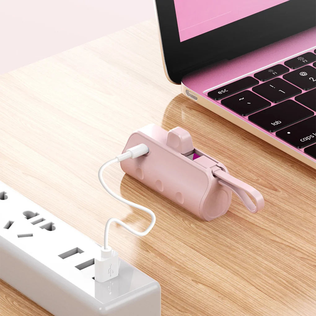 10,000mAh Mini Capsule Power Bank - Plug and Play External Battery Charger for Samsung and iPhone